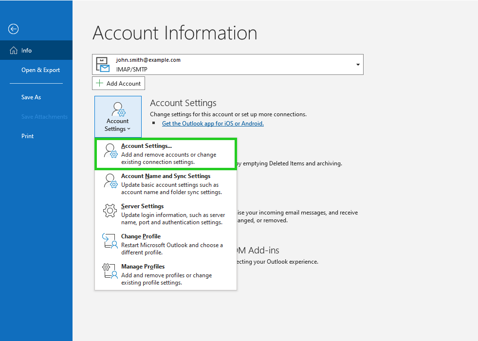 How to Update Email Account Settings in Microsoft Outlook 365