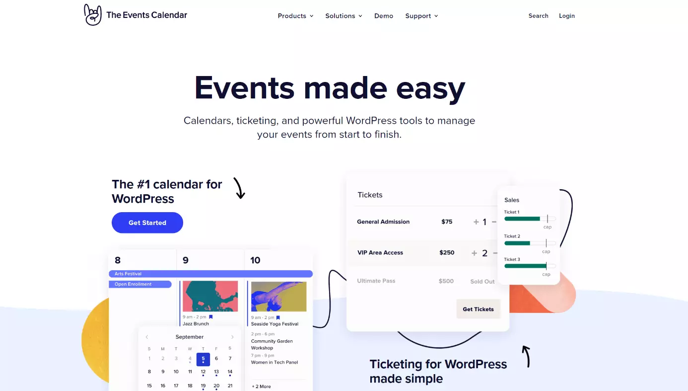 Site do plugin para WordPress The Events Calender