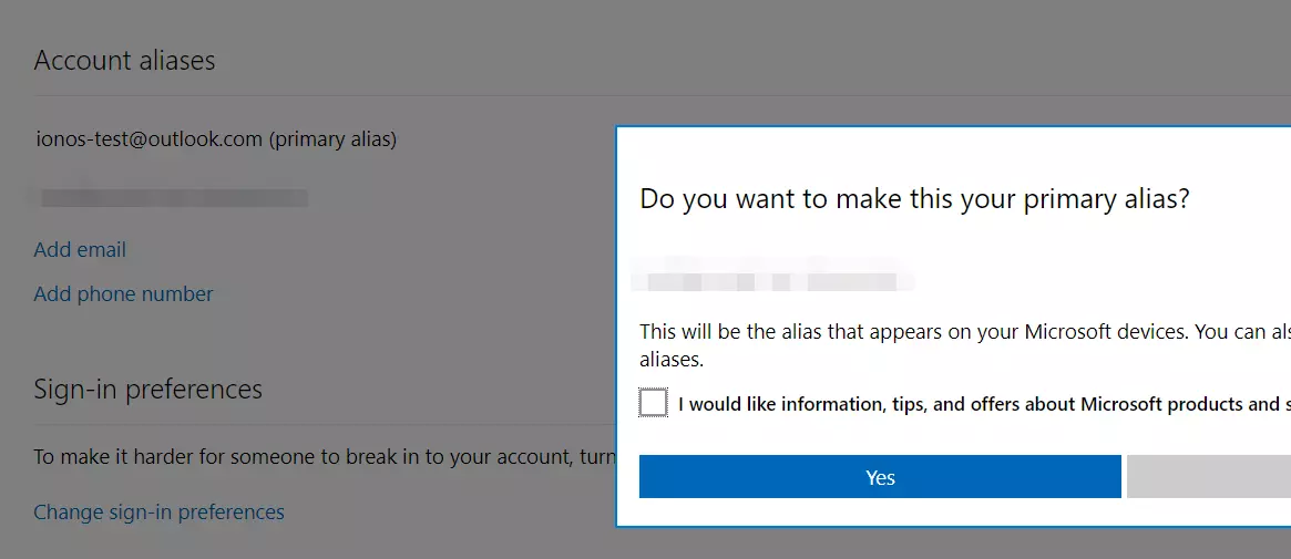 Configurações do Outlook permitem que um e-mail personalizado seja transformado em alias principal