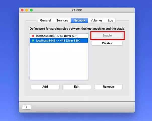 Interface do XAMPP para ativar o localhost