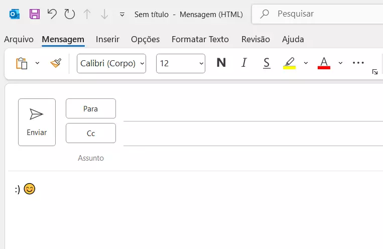 Outlook com duas versões diferentes de smiley