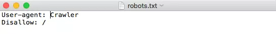 Captura de tela de um arquivo robots.txt bloqueando um crawler específico