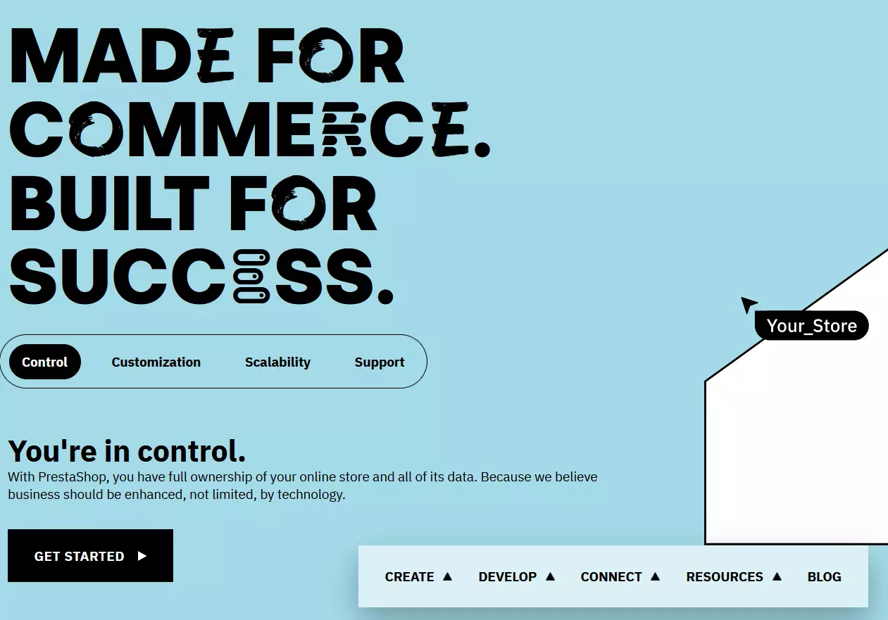 Site da plataforma de e-commerce PrestaShop