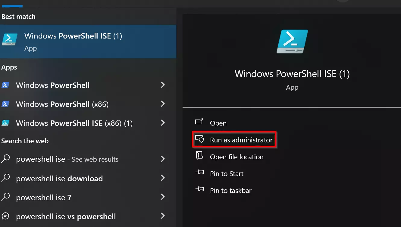 Iniciar PowerShell ISE como administrador