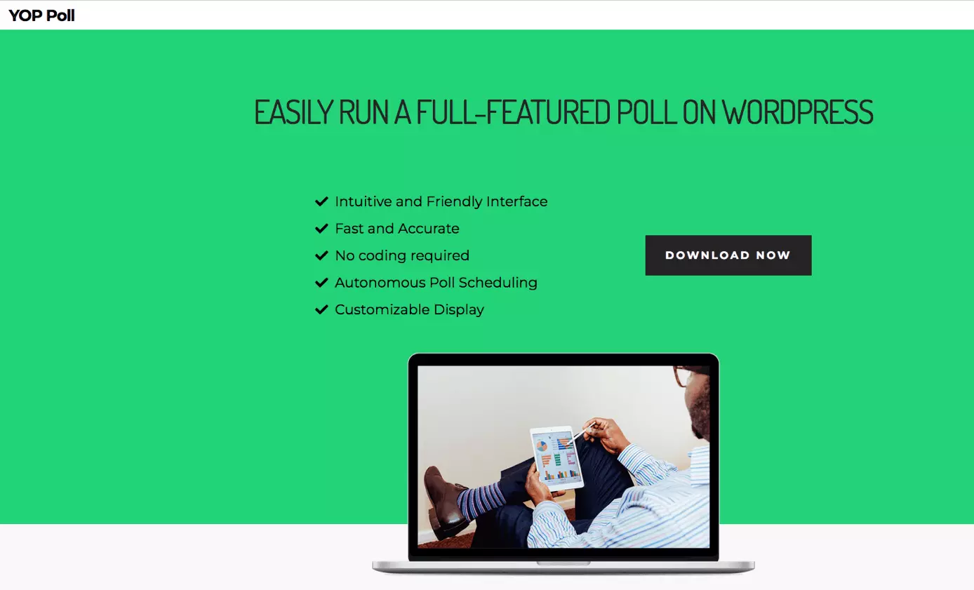 Captura de tela do site oficial do plugin de pesquisa WordPress YOP Poll