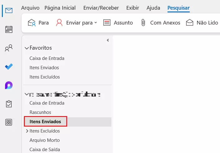Pasta Itens Enviados do Outlook