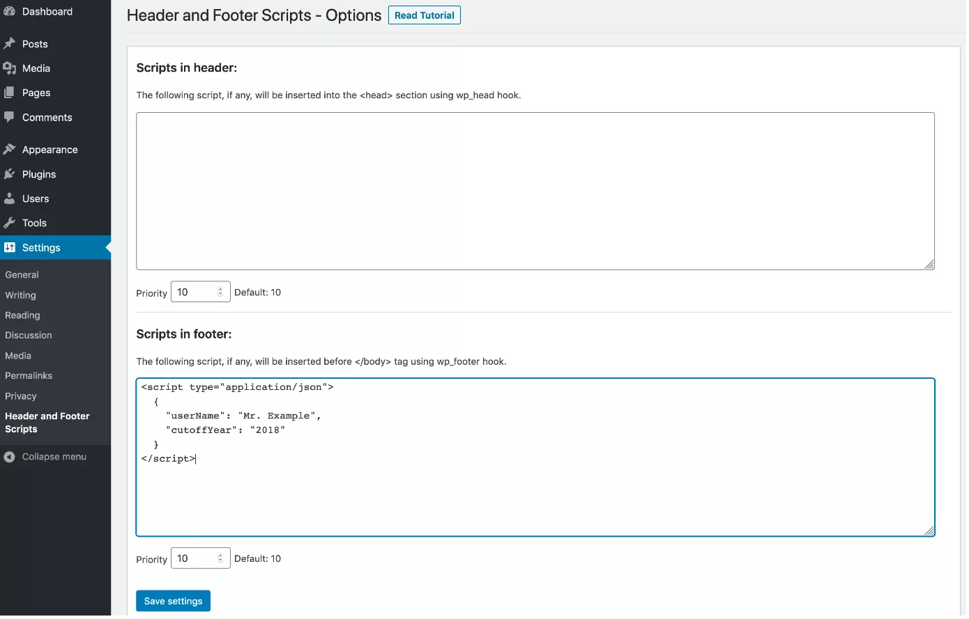 Insira elemento de schema markup no rodapé do WordPress