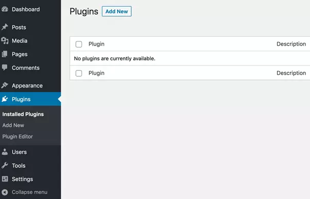 Acesse o item Plugins no menu lateral do WordPress