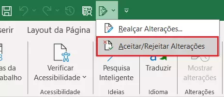 Aceitar/Rejeitar Alterações no Excel