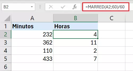 Planilha contendo fórmula para arredondar múltiplos no Excel