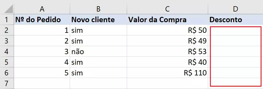 Função SE E do Excel determina direito a desconto