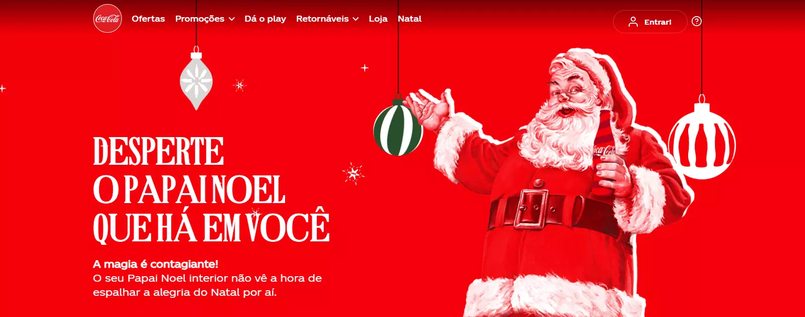 Captura de tela do tradicional site de Natal da Coca-Cola