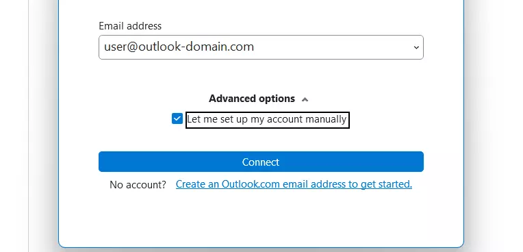 Aplicação do Outlook para desktop permite a configuração manual de contas de e-mail