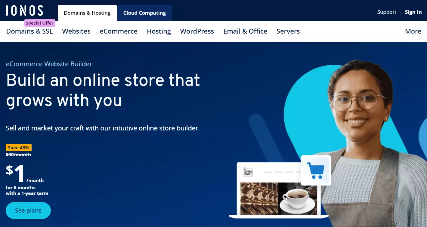 Crie uma loja virtual com o eCommerce Website Builder da IONOS