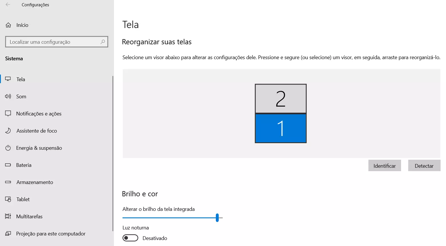 Captura de tela das configurações de sistema do Windows 11