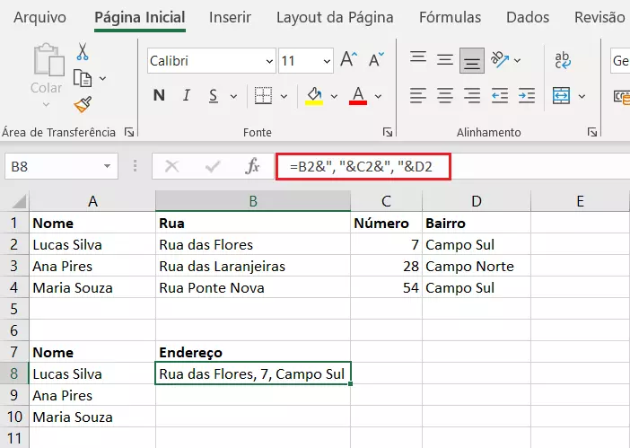 Mescle células e organize o conteúdo delas utilizando pontuações