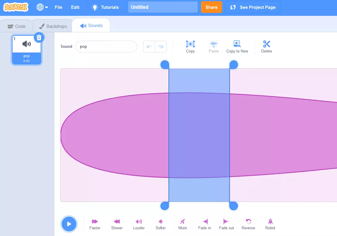 Programação Scratch: Janela para edição de áudio