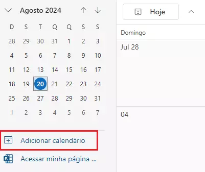 Outlook web: Adicionar calendário