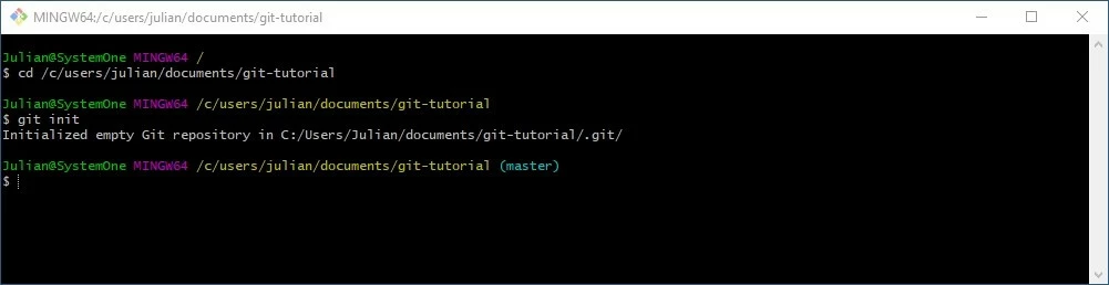 Git-Bash: troca de diretório e geração de repositório