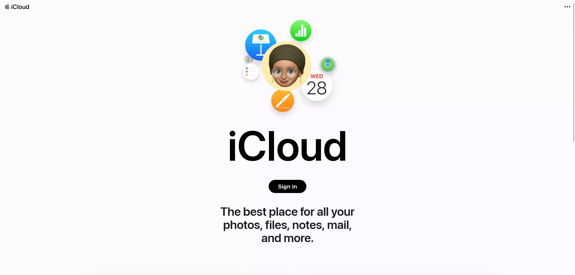 Página de login do iCloud