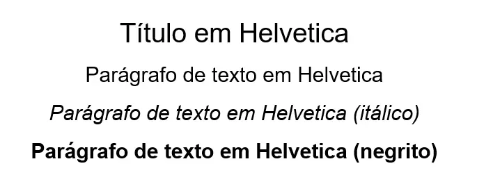 Exemplo de texto com Helvetica