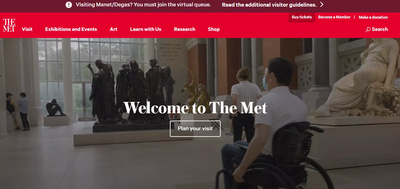 Captura de tela do site do Museu Metropolitano de Arte de Nova York