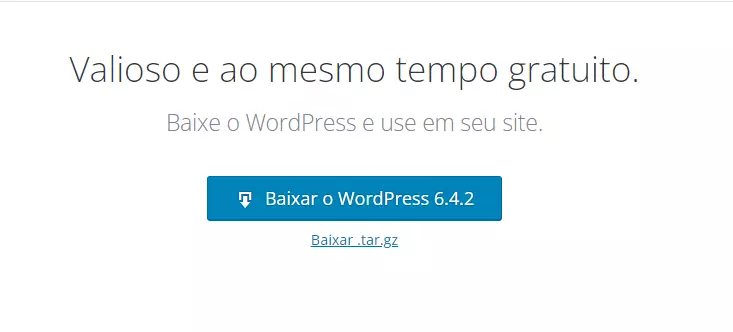 Captura de tela da página de download do WordPress