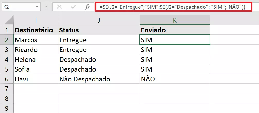 Verificação do status das encomendas