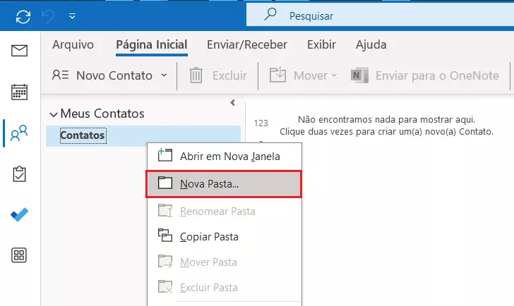 Pasta Contatos no Outlook