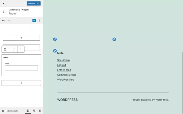 Incorpore o meta widget no rodapé do WordPress