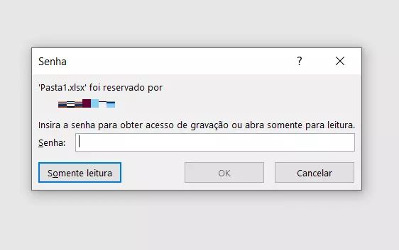 Solicitação de senha para a abertura de documento Excel Somente Leitura