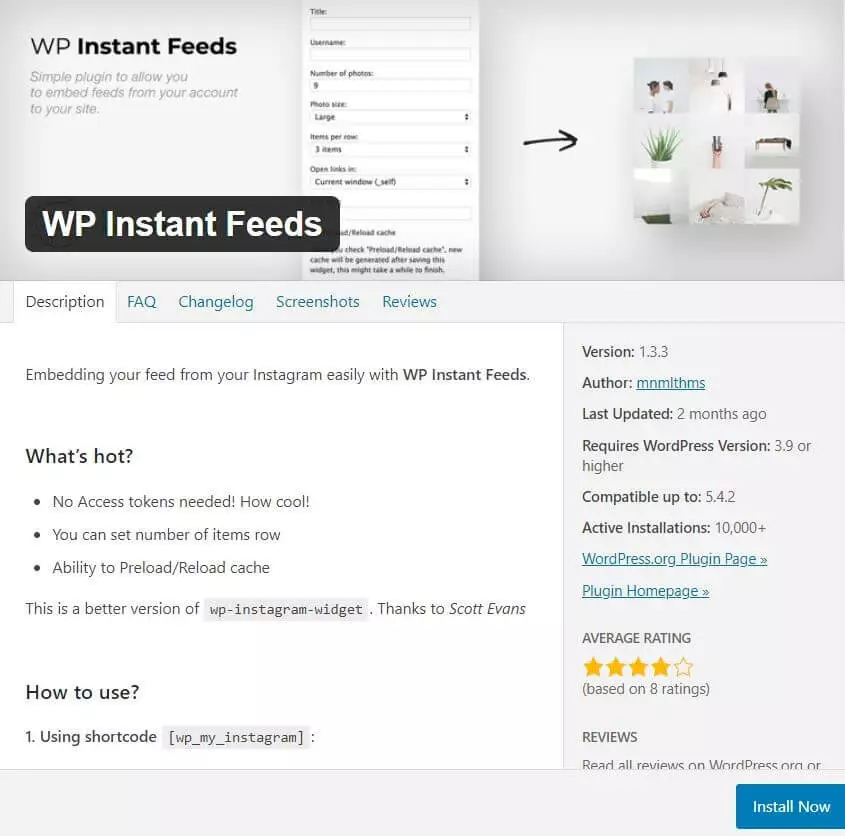 Plugin Instagram WordPress WP Instant Feeds