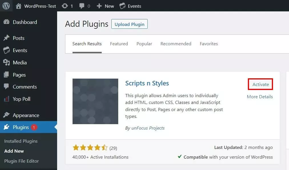 Back-end do WordPress: instalação do Scripts n Styles