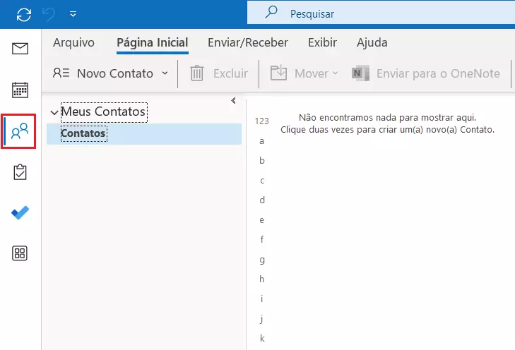 Ícone de acesso à seção de menu Pessoas no Outlook