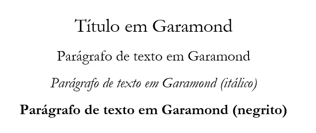 Exemplo de texto com Garamond