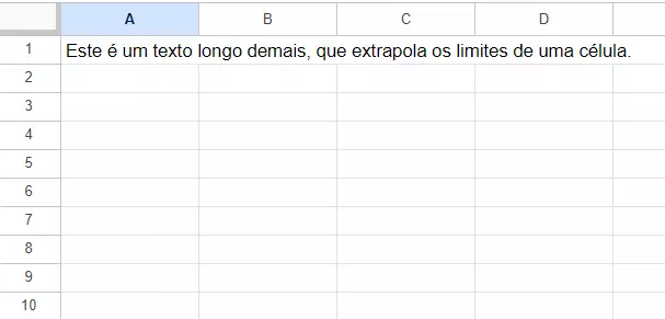 Captura de tela de célula do Google Planilhas com conteúdo extenso demais