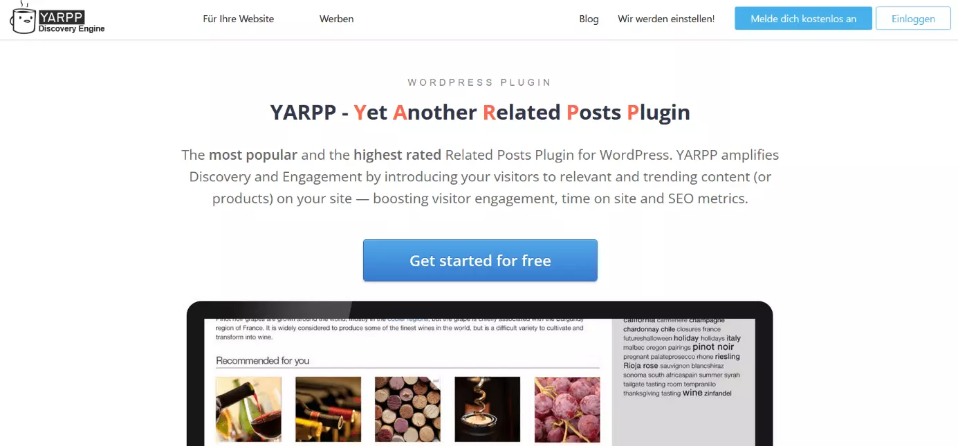 Site do plugin para WordPress Yet Another Related Posts Plugin