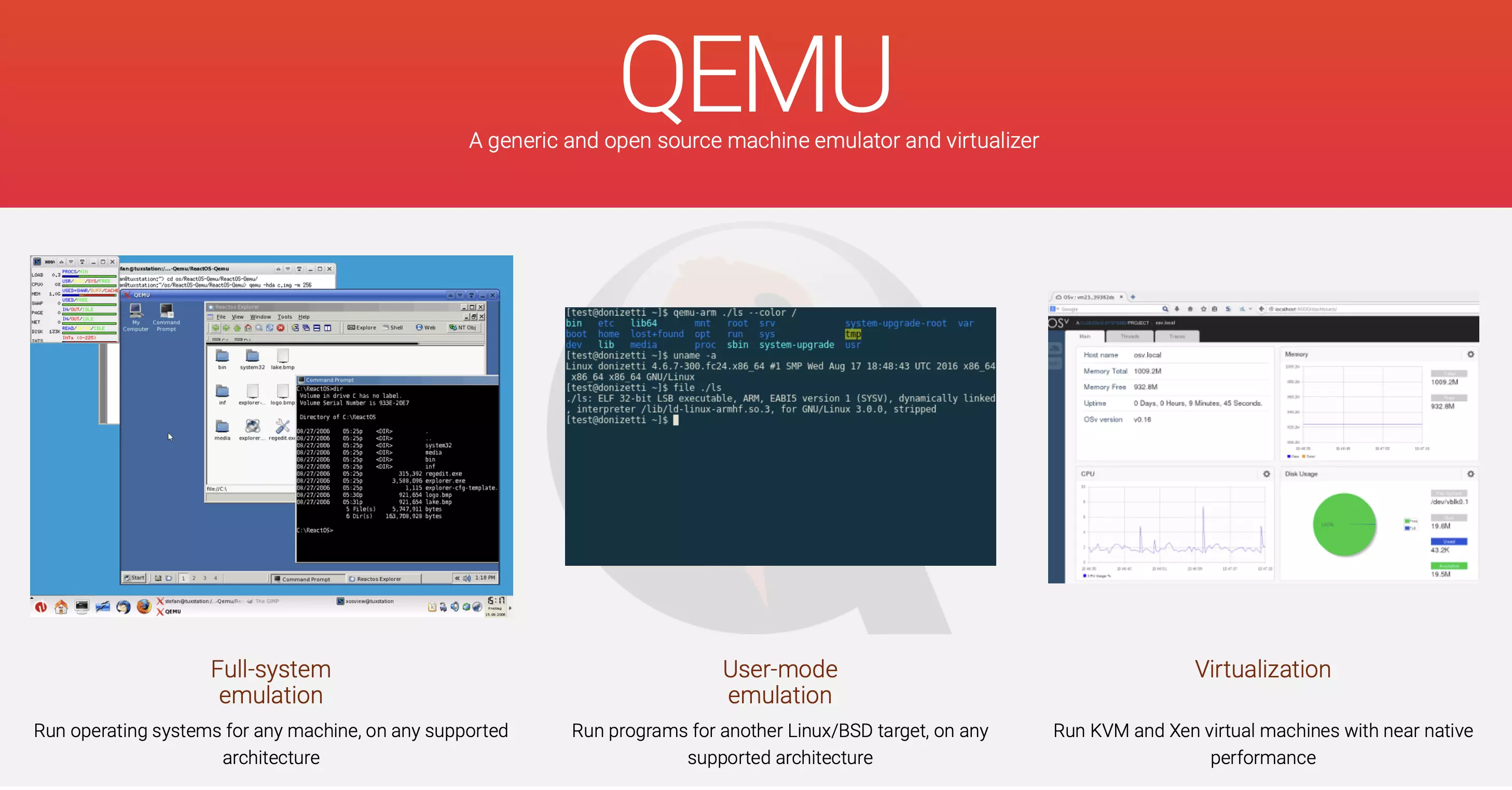 Captura de tela do software de virtualização QEMU