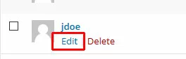 Opção “Editar” abaixo do nome de usuário no painel WordPress