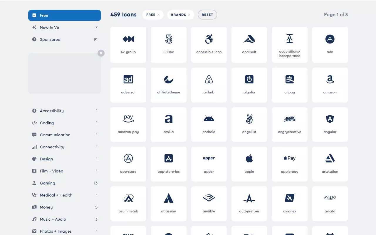 Ícones de marcas na plataforma de fontes de ícones FontAwesome