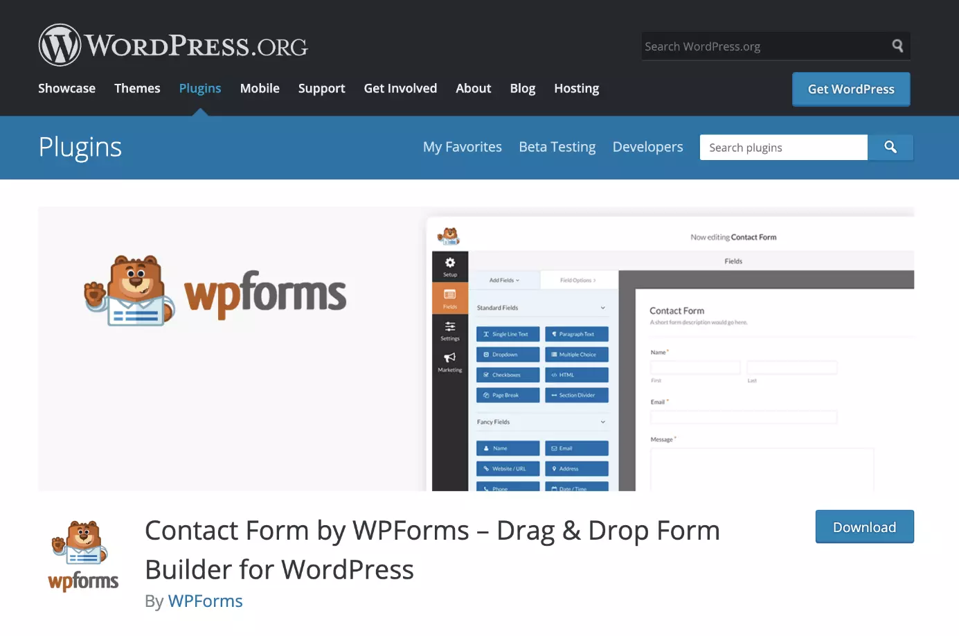 Plugin WPForms em WordPress.org