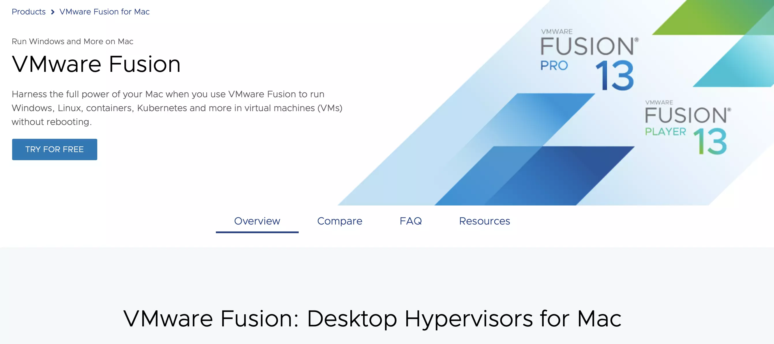 Captura de tela do software de virtualização VMWare Fusion