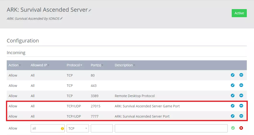 Onde habilitar portas no Cloud Panel da IONOS