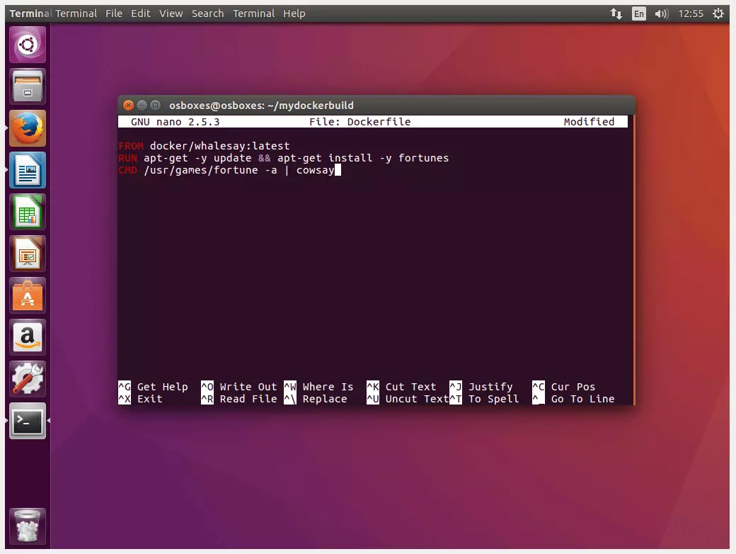 Editor de texto Nano no terminal do Ubuntu