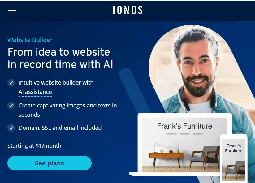 Website Buider no site da IONOS