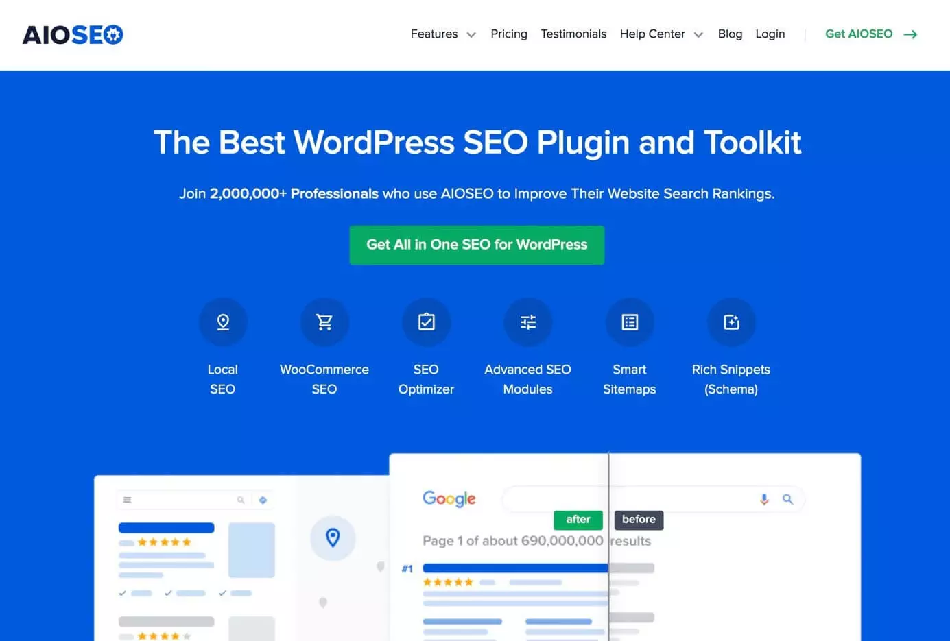 Site do plugin para WordPress AIOSEO