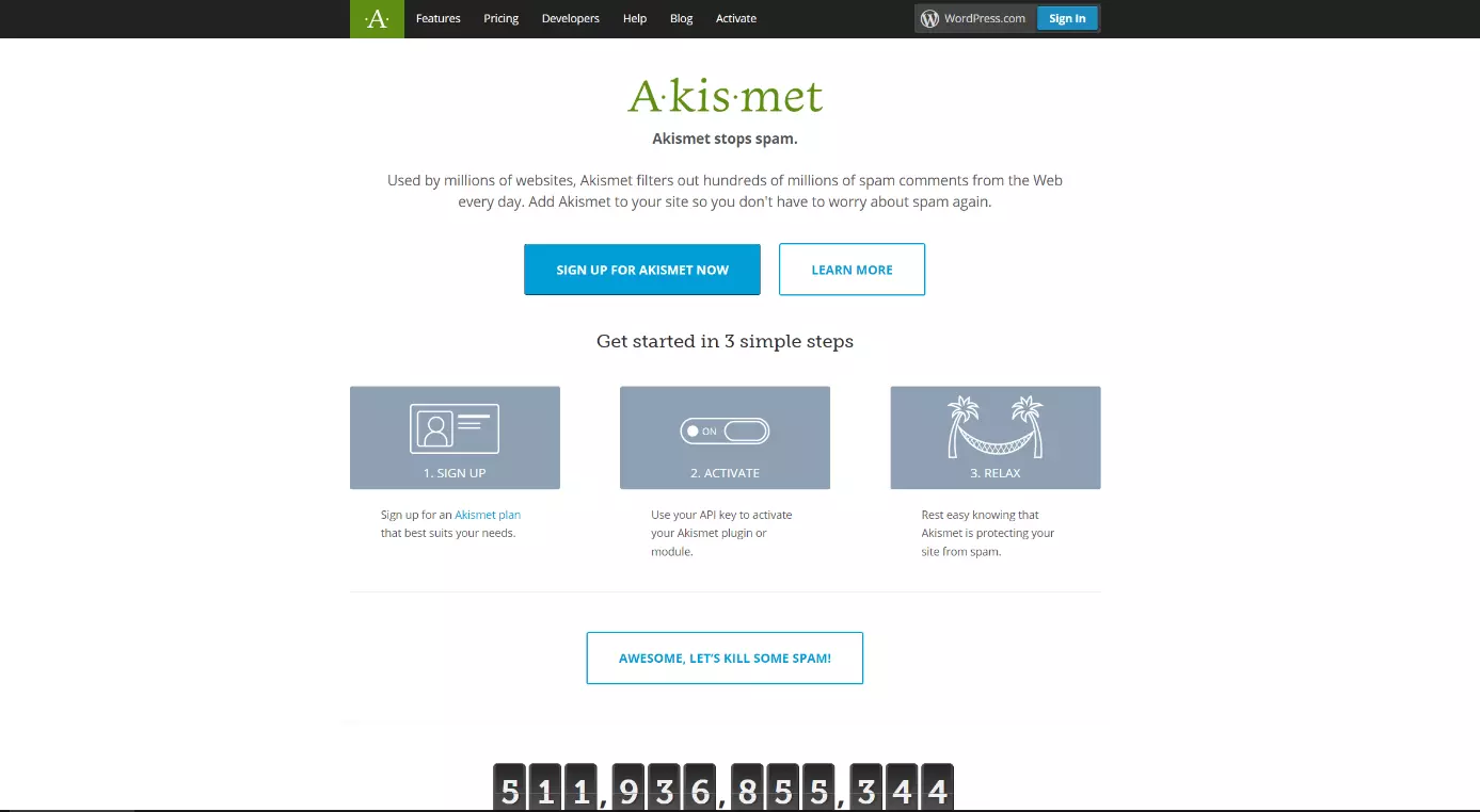 Site do plugin para WordPress Akismet