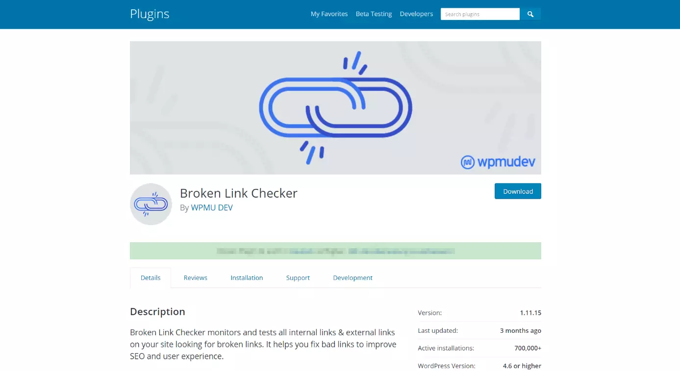 Site do plugin para WordPress Broken Link Checker