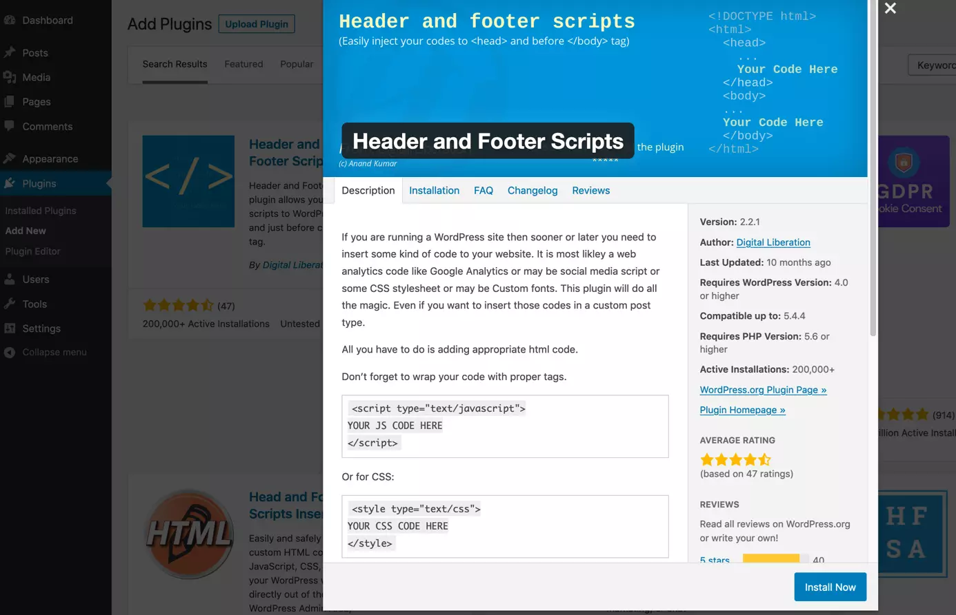 Instale o plugin Header and Footer Scripts no WordPress