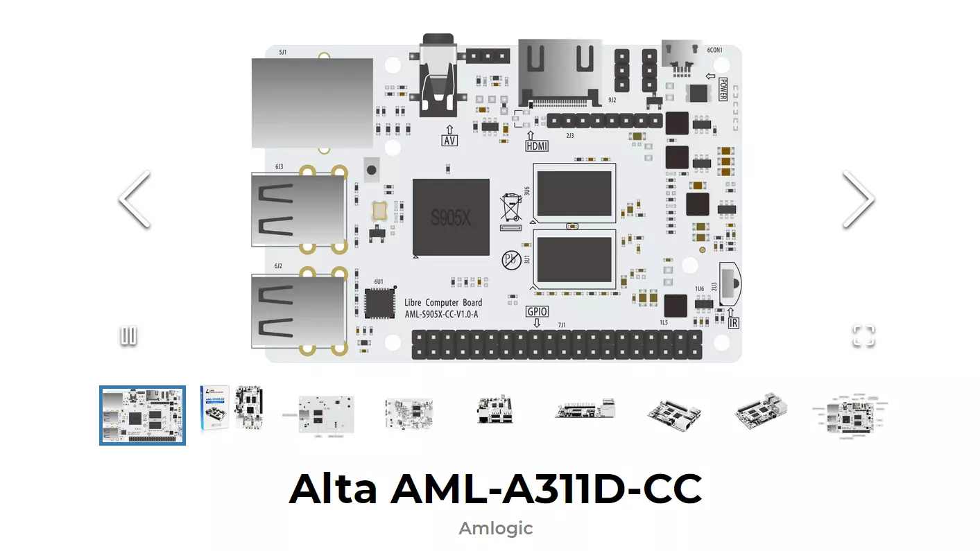 Captura de tela do site oficial do Alta AML-A311D-CC